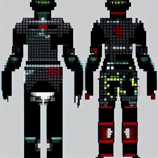 cyberpunk character, pixel art, full  body