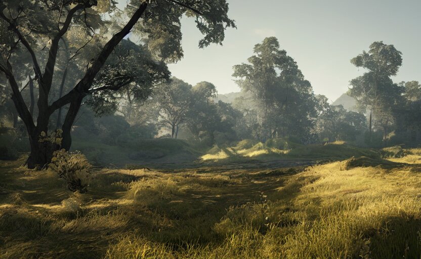 beautiful landscape, Unreal Engine 5, RTX, AAA Game, Detailed 3D Render, Cinema4D