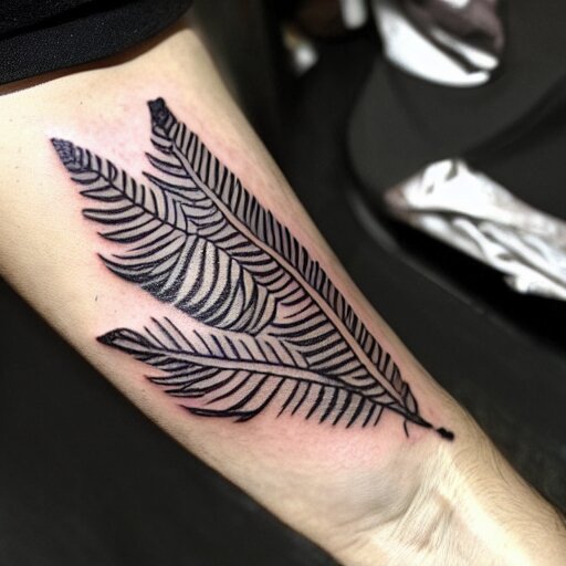 neotraditional Tattoo of a switchblade with fern wrapping around it