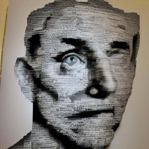 a photograph of a man made entirely of paper 