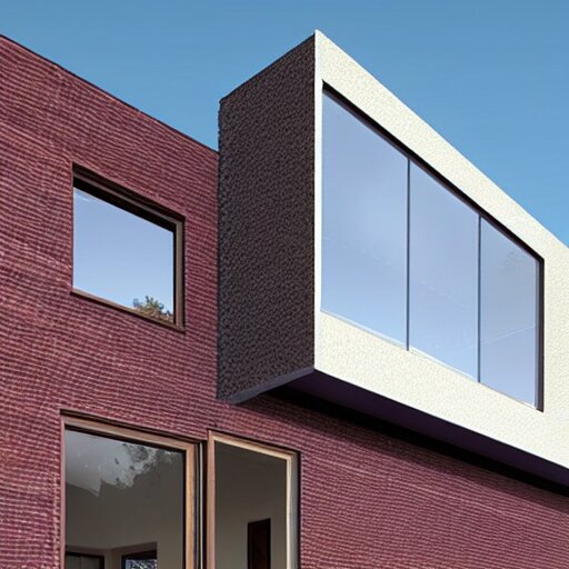 hyper realistic elevation of a house, brick, concrete, glass, wood 