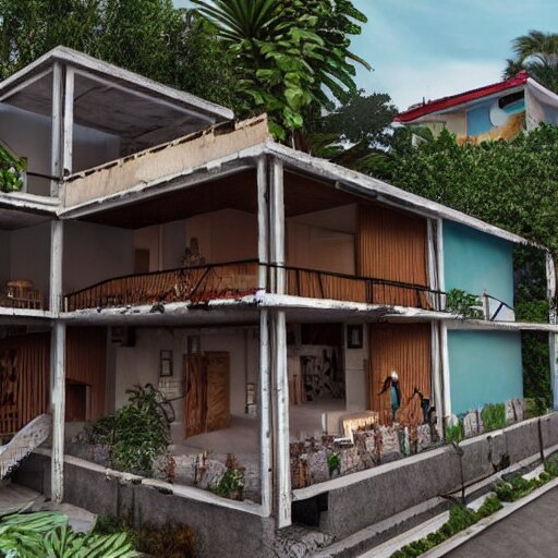 rio de janeiro house. the house is in a favela. extremely detailed. by glen billy. hyper - realistic, 8 k 