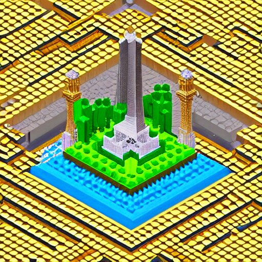 isometric voxel art of paris