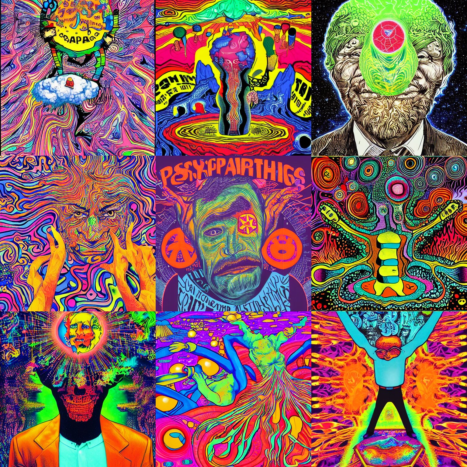 creative interpretation of the dangers of capitalism , psychedelic