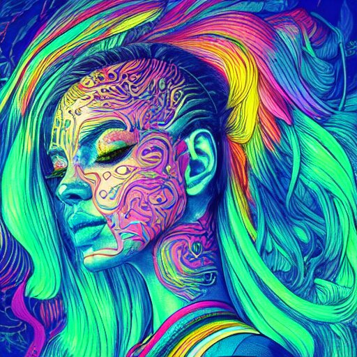 the head of a beautiful rainbow woman, an ultrafine detailed illustration by james jean, final fantasy, intricate linework, bright colors, behance contest winner, vanitas, angular, altermodern, unreal engine 5 highly rendered, global illumination, radiant light, detailed and intricate environment 