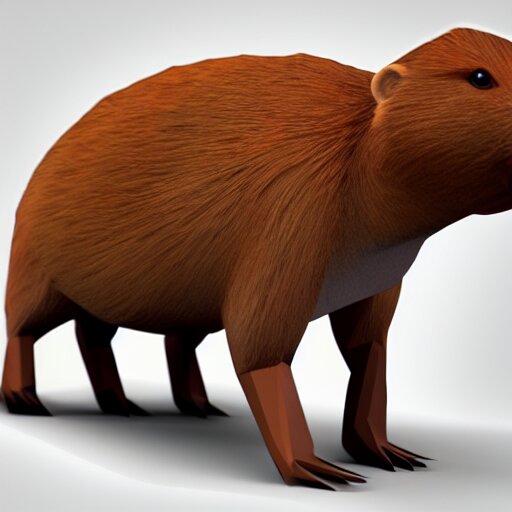 cute low-poly capybara, 4k, hd