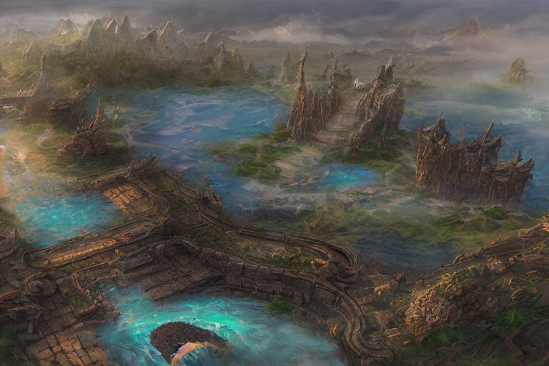 steppe atlantis ultra detailed fantasy landscape concept art