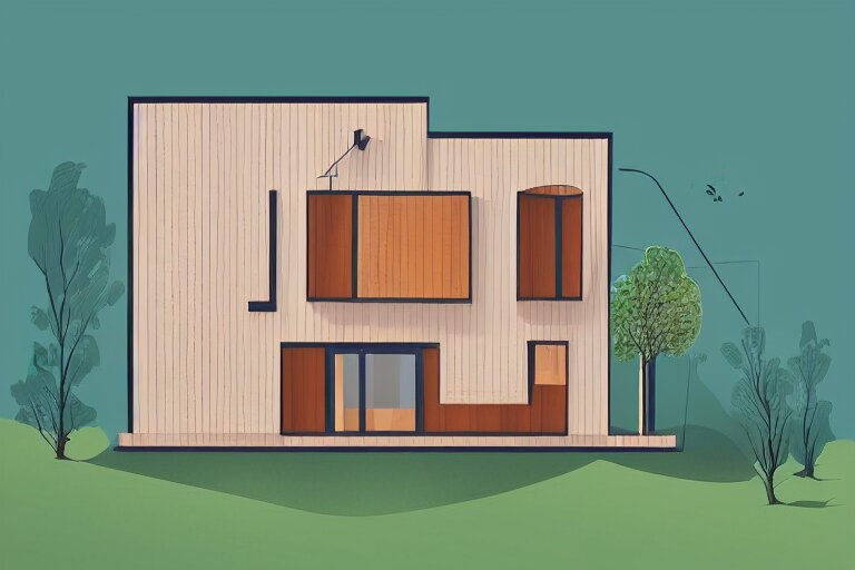 a beautiful flat 2 dimensional illustration of a cross section of a house, view from the side, a storybook illustration by muti, colorful, minimalism, featured on dribble, unique architecture, behance hd, dynamic composition 