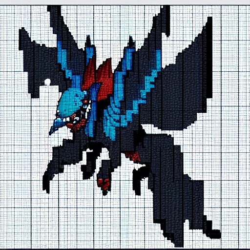 Bahamut in a pixel art style