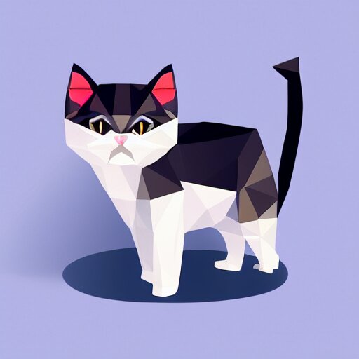 cat, white background, isometric, low poly
