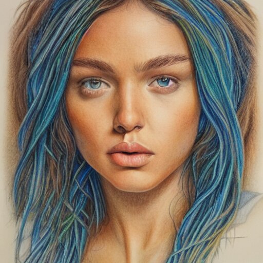  Colored pencil art on paper, highly detailed, artstation, portrait, Caran d'Ache Luminance