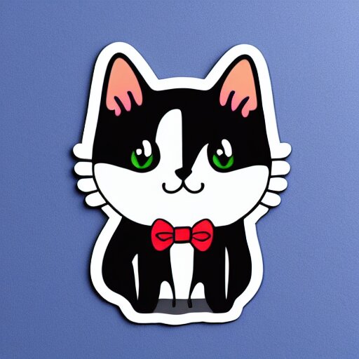 sticker of cute tuxedo cat 