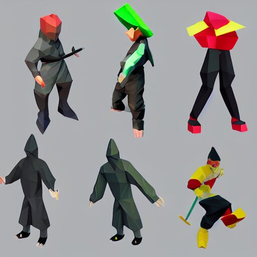 low poly ninja in the style of playstation 1 games