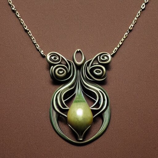 simple artnouveau necklace motiv natur in the style of h. r. giger and rene lalique 