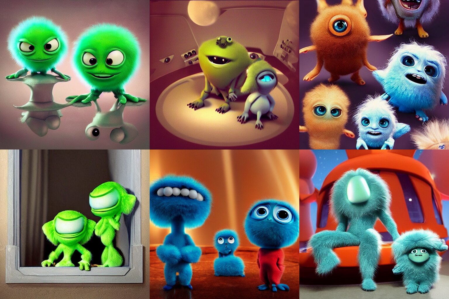 cute fluffy aliens by pixar 