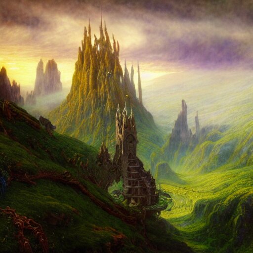 a beautiful and highly detailed matte painting of the lost elven land of avalon, celtic, psychedelic, epic scale, insanely complex, hyperdetailed, sharp focus, hyperrealism, artstation, cgsociety, 8 k, bright colors, by caspar friedrich, albert bierstadt, james gurney, brian froud, 