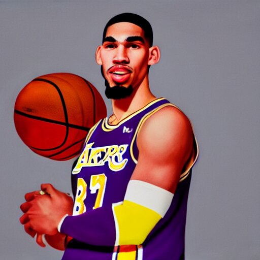 Lexica - Jayson tatum in los angeles lakers jersey, holding the larry o ...