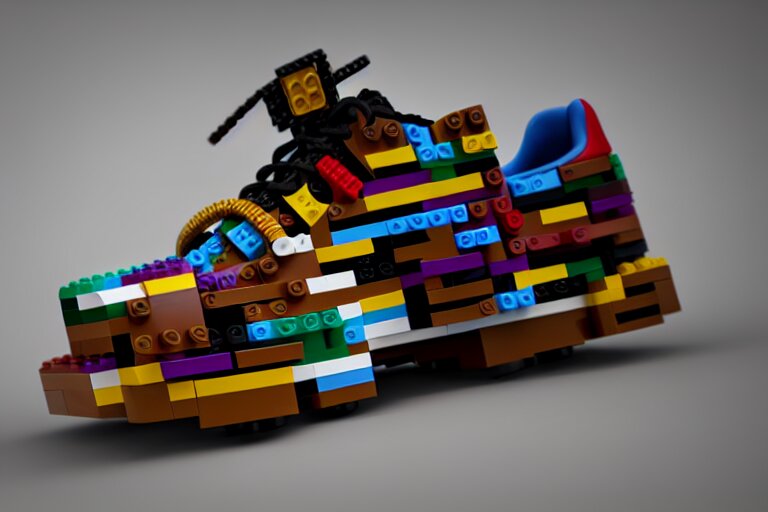 sneaker made out of lego, steampunk, sculpture, cinema 4 d, octane render 