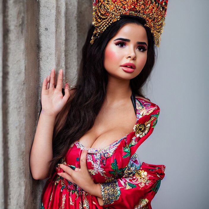 KREA - portrait of demi rose as biduan, by charlotte grimm, natural light,  detailed face, canon eos c 3 0 0, ƒ 1. 8, 3 5 mm, 8 k, medium - format  print, full body shot