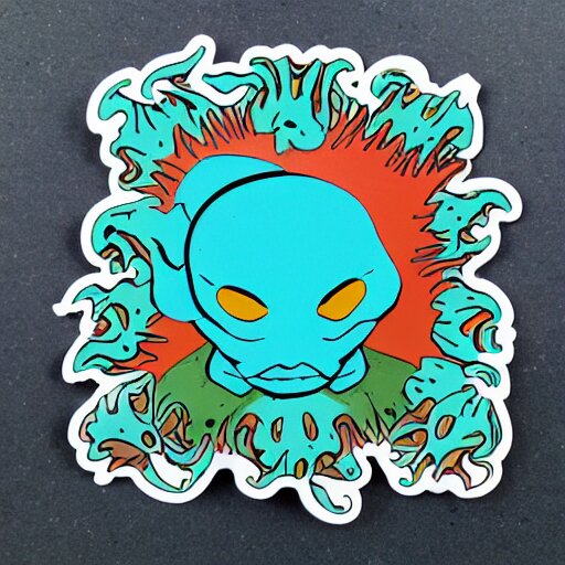 die cut sticker, nausicaa, splatter paint 