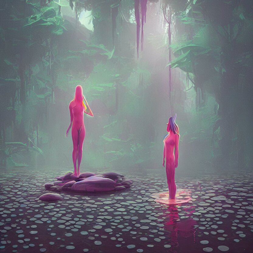 tranquil queen submerging wisdom in the ecosystem acrylic painting  by Beeple and CGSociety