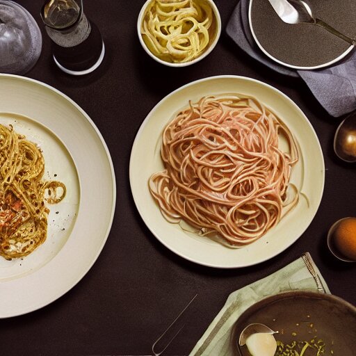 kodak portra 4 0 0, 8 k, soft light, volumetric lighting, highly detailed, a photographic still life of a plate of carbonara, typical italian food, realistic, hyper realistic - h 7 0 4 