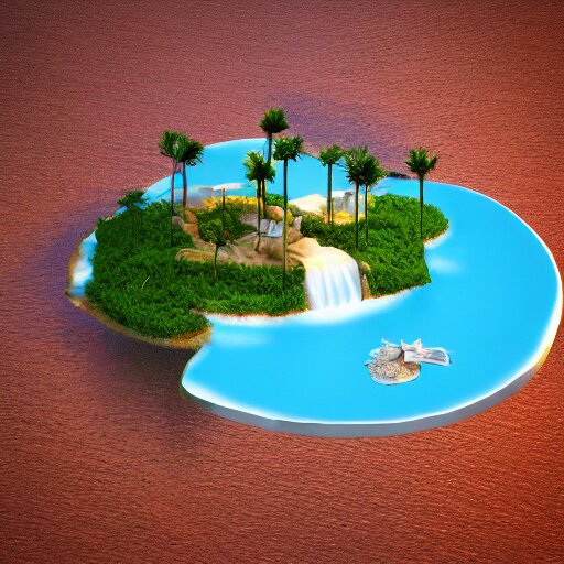 a floating island on an aquatic environment isometric art, south america landscape, low poly art, game art, artstation, 3D render, high detail, cgsociety, octane render