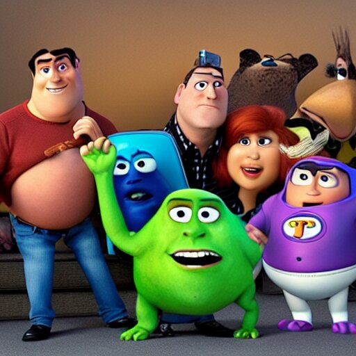 a cast of pixar characters 