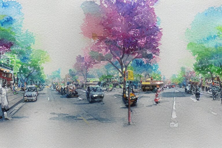 nanshan road summer watercolor trending on artstation 