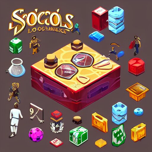 artstation game icon of a soccer lootbox, 3 d, isometric, game, 