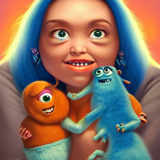 monster inc portrait, Pixar style, by Tristan Eaton Stanley Artgerm and Tom Bagshaw.