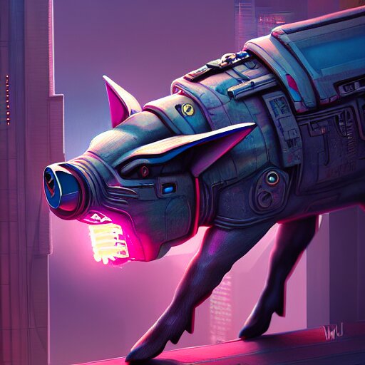 painting of a cyberpunk flying pig, sharp focus, award - winning, trending on artstation, masterpiece, highly detailed, intricate, cartoon, anime. art by merwild and ernesto irawan and rachel denton 