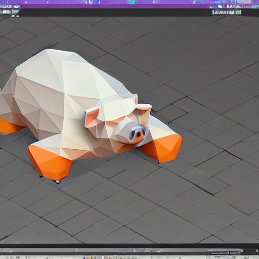 low poly pig render unreal engine 5, ray tracing, in an isometric view using a playstation 1 ps 1 aesthetics, asset, blank background 