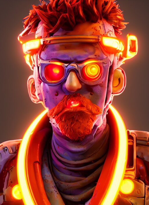 Lexica – Glowwave portrait of curly orange haired mad scientist man ...