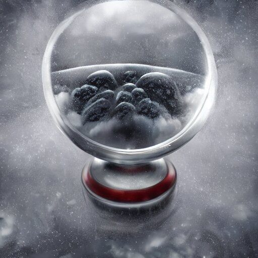 a rainstorm inside a snowglobe. Beautiful colorful clouds in moody greys and blues. High quality digital art, trending on artstation