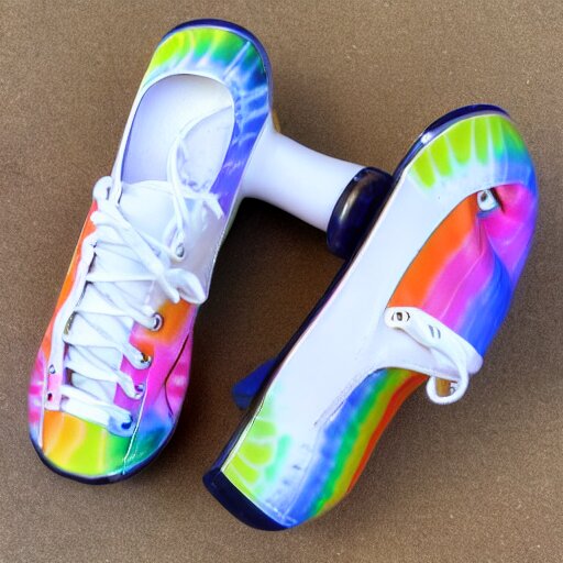 tie - die roller skates on a white background 