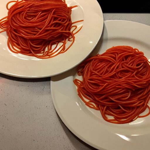 2 plates of spaghetti with forks, one - line drawing 