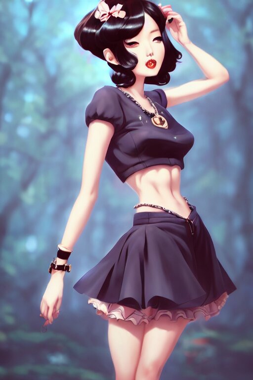 a pin up and beautiful fashion dreamlke japan girl with lv jewelry, character art, art by artgerm and wlop and and ilya kuvshinov, hyperdetailed, 8 k realistic, symmetrical, frostbite 3 engine, cryengine, dof, trending on artstation, digital art, chanel, dior, fantasy background 