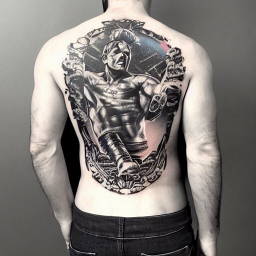 a picture of my new back tattoo of chris redfield by tom of finland 