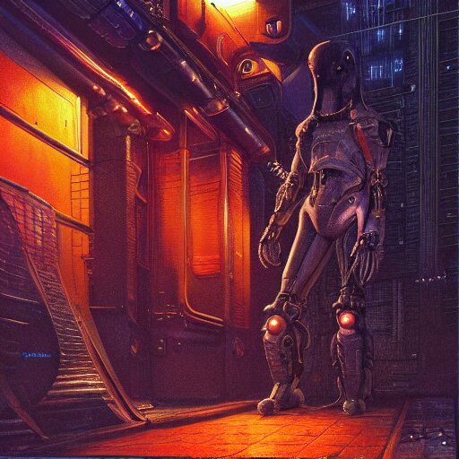 rat in cyberpunk protective suit, exotic alien features, robotic enhancements, desaturated, Tim Hildebrandt, Wayne Barlowe, Bruce Pennington, donato giancola, larry elmore, oil on canvas, masterpiece, trending on artstation, featured on pixiv, cinematic composition, dramatic pose, beautiful lighting, sharp, details, hyper-detailed, HD, HDR, 4K, 8K