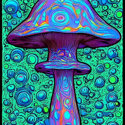 trippy mushroom, by justin guse and luke brown and justin bonnet, details, instagram digital, artstation 