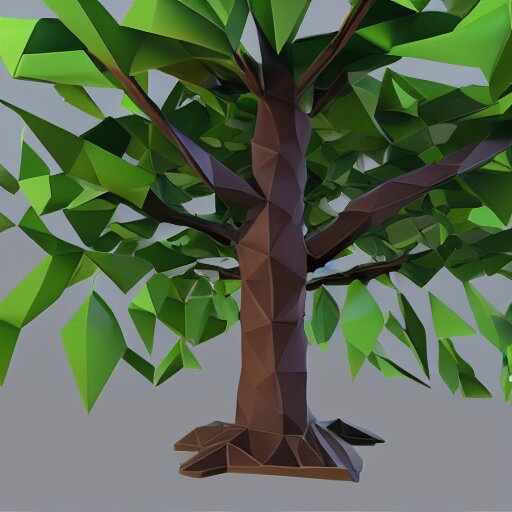 a low poly 3d object of the tree used in mobile game, large and majestic