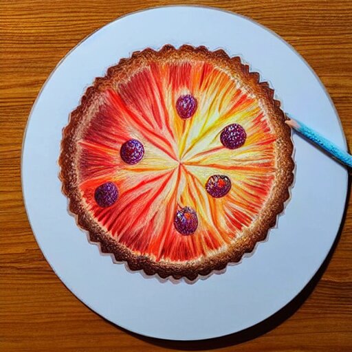  Colored pencil art on paper, Gooseberry pie slice on a plate, highly detailed, artstation, MasterPiece, Award-Winning, Caran d'Ache Luminance