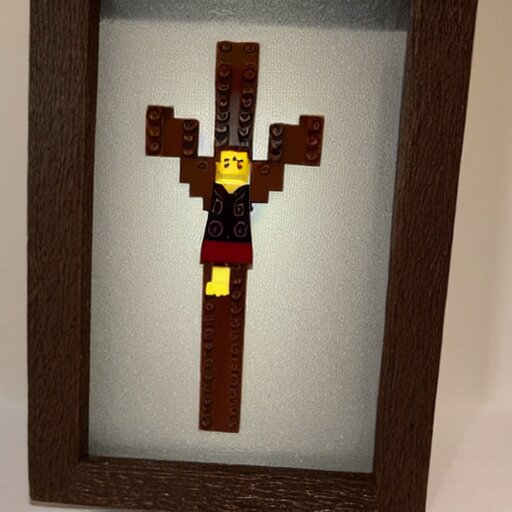 jesus on cross made of lego 