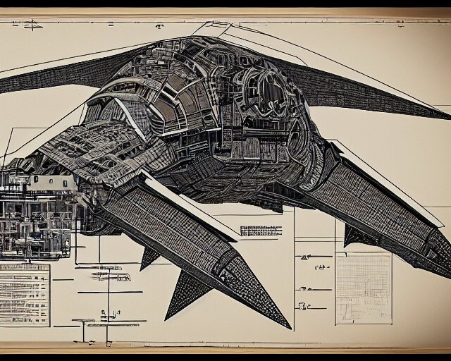 a full page of a mechanical blueprint showing the interior of gamera, with a big head, muted colors, post grunge, studio ghibli, hq, 