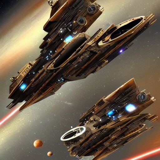 futuristic, steampunk titanic flying through the solar system in the style of star wars 