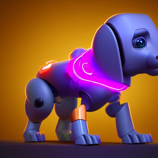 isometric puppy bot, 3 d character realistic, very colorful, cinematic lighting, soft neon, volumetric lighting, apple design, jony ive, octane render, trending on artstation 