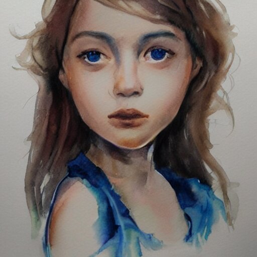 water color on paper, gemini girl portrait, highly detailed, artstation, masterpiece, award - winning, 