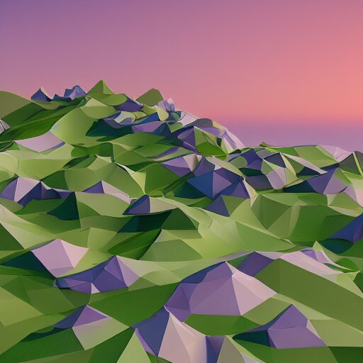 low poly landscape of magical world, digital render 