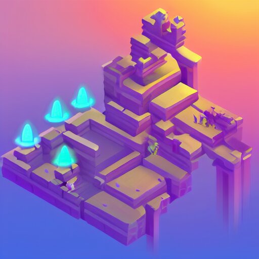 concept art 2 d mobile game asset is an isometric staircase with an organic isometric design based on bioluminescent alien - like plants inspired by the avatar's bioluminescent alien nature. around the stair, we can see plants that glow in the dark. all in isometric perspective and semi - realistic style item is in a black background 